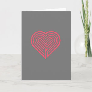 red heart maze dark grey valentines day love card