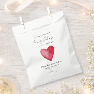 Red Heart Memorial Funeral Seed Favour Bag