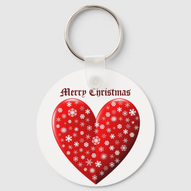 Red Heart Merry Christmas Keychain (Front)