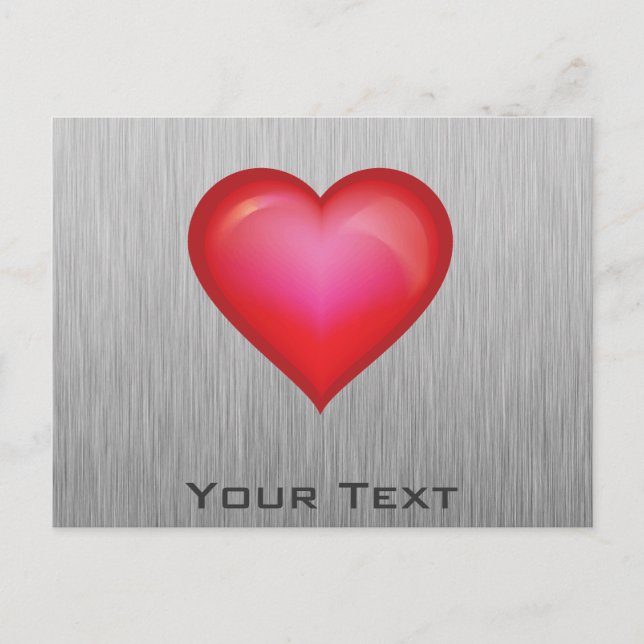 Red Heart; metal-look Postcard (Front)