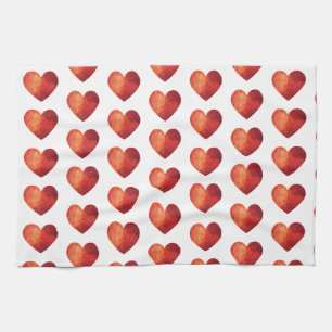 Red heart minimal romantic kitchen towel