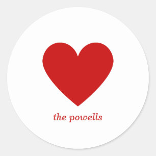 Red Heart Modern Minimal Elegant Simple Custom Classic Round Sticker
