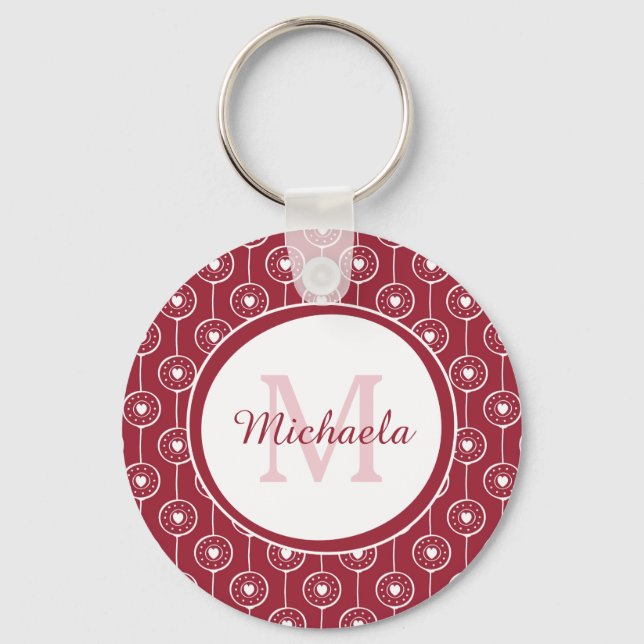 Red Heart Monogram Keychain (Front)