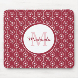 Red Heart Monogram Mouse Pad