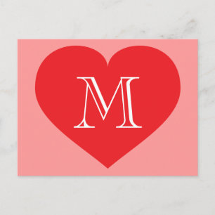 Red Heart Monogram Postcard