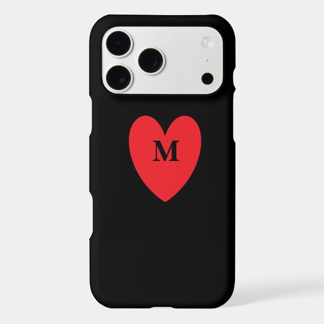 Red Heart Monogrammed Initial Name Black Cool (Back)