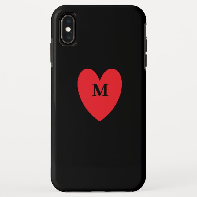 Red Heart Monogrammed Initial Name Black Cool Case-Mate iPhone Case (Back)