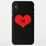 Red Heart Monogrammed Initial Name Black Cute Case-Mate iPhone Case<br><div class="desc">Designed with cute red heart design in solid black background and text template for monogrammed initial. You may change the background colour as you wish!</div>