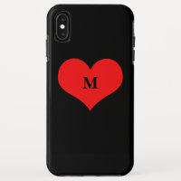 Red Heart Monogrammed Initial Name Black Cute