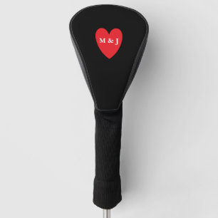 Red Heart Monogrammed Initials Valentine's Day Golf Head Cover