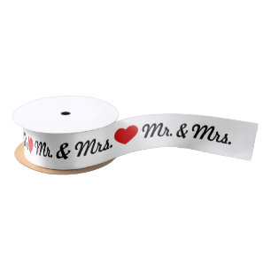 Red Heart Mr. & Mrs. Wedding Satin Ribbon