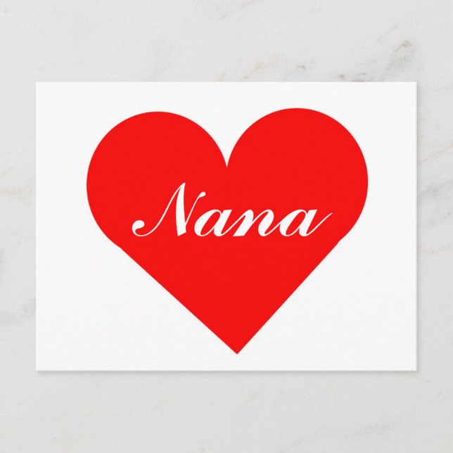 Red Heart Nana Postcard (Front)