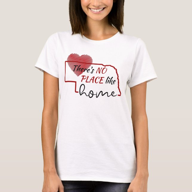 Red Heart Nebraska No Place Like Home T-Shirt (Front)