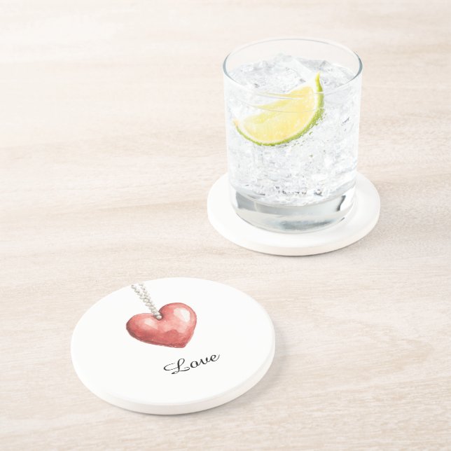 Red Heart Necklace Coaster (Side)