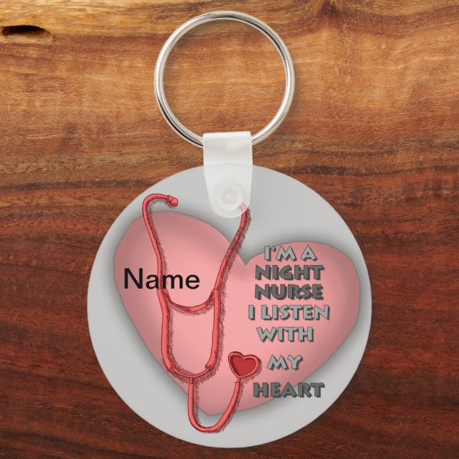 Red Heart Night Nurse Keychain (Front)
