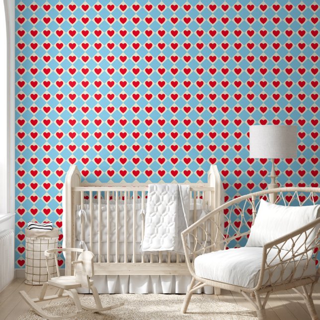 Red Heart Nursery Wallpaper (Kids)