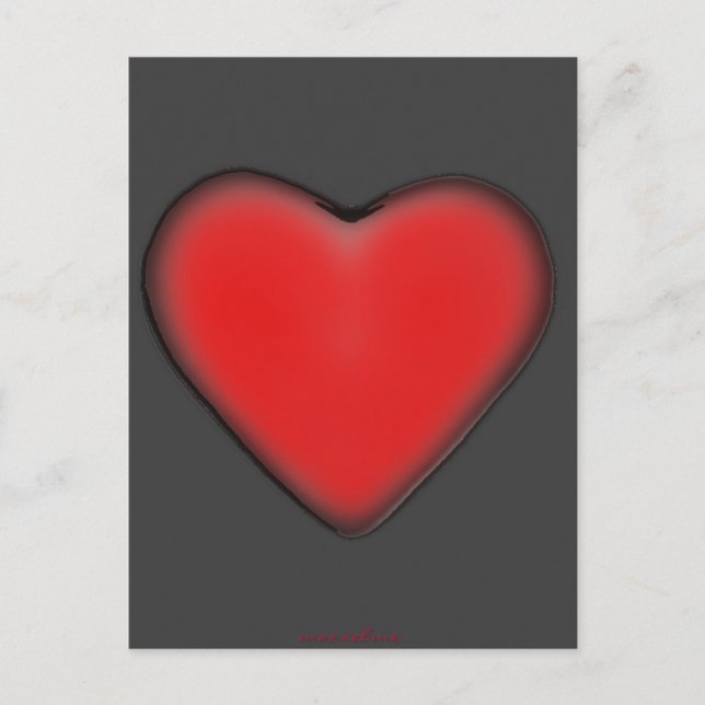 Red Heart on Grey Postcard (Front)