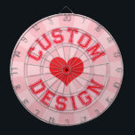 Red Heart on Pastel Pink Colour with your Red Text Dartboard<br><div class="desc">Red Heart on Pastel Pink Colour with your Red Custom Text Dart Board - Personalize the top and bottom text to your liking!</div>