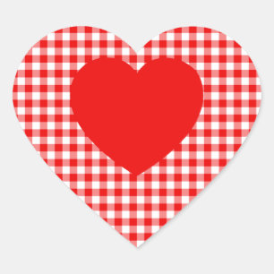Red Heart on Red Gingham Heart Sticker