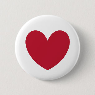 Red heart on white 2 inch round button