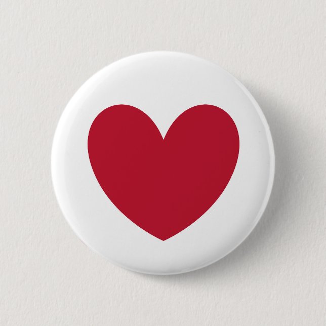 Red heart on white 2 inch round button (Front)