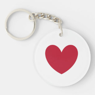 Red heart on white keychain