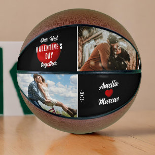 Red Heart Our First Valentine's Together 2 Photo Basketball