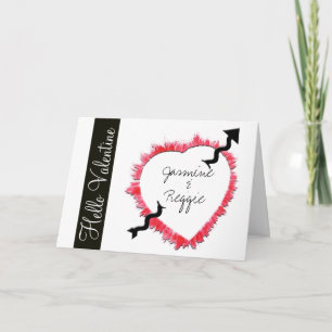 Red Heart Outline With Arrow Valentine's Day Holiday Card