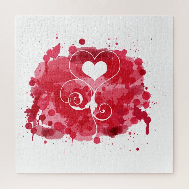 Red Heart Painted Splashes Jigsaw Puzzle (Vertical)