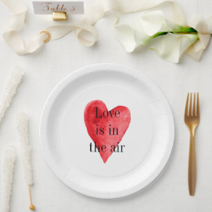 Red Heart Paper Plate