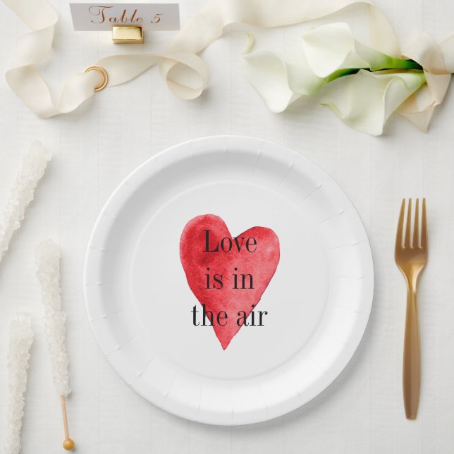 Red Heart Paper Plate (Wedding)