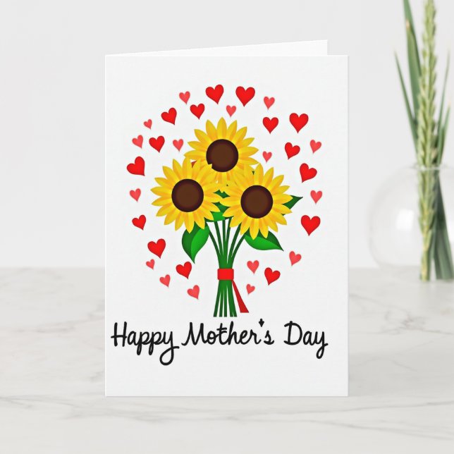 Red Heart Pattern Bouquet Card (Front)