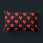 Red Heart Pattern Custom Valentine's Day Weddings Lumbar Pillow<br><div class="desc">Designed with cute red doodle heart patterns in solid black background. You may change to any background colour as you wish.</div>