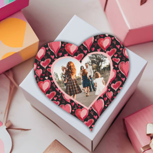 Red Heart Pattern Family Photo Valentine`s day  Sticker