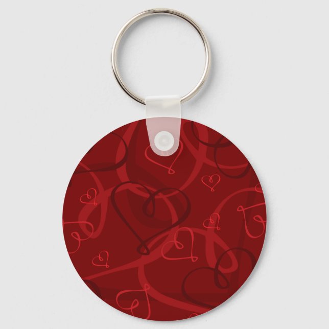 Red heart pattern keychain (Front)