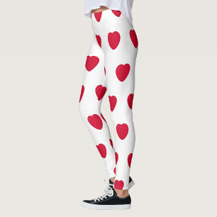Red Heart Pattern Leggings