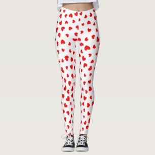 Red Heart Pattern Leggings