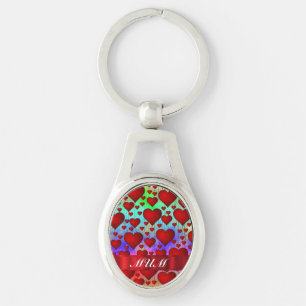 Red heart pattern mothers day keychain