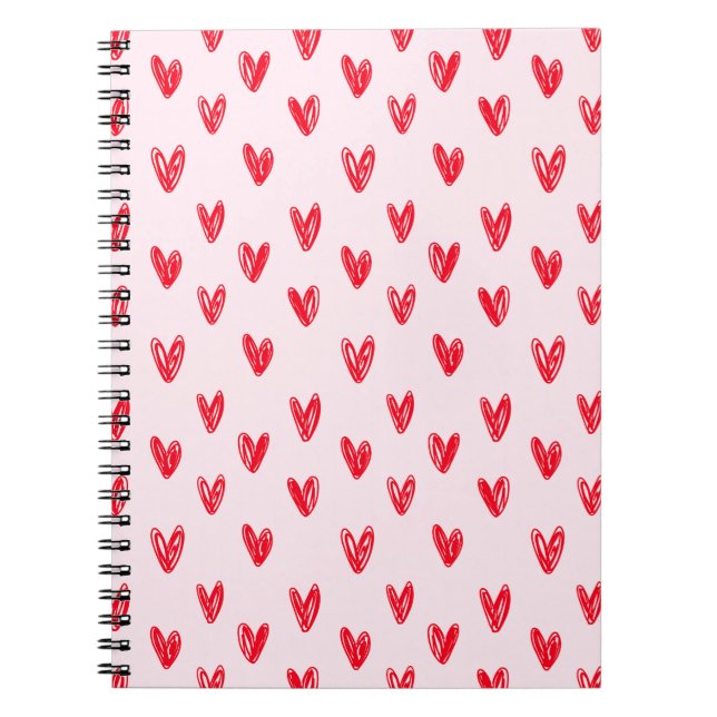 Red Heart Pattern Notebook (Front)