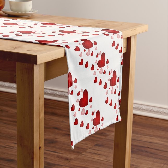 Red Heart Pattern Short Table Runner (In Situ)