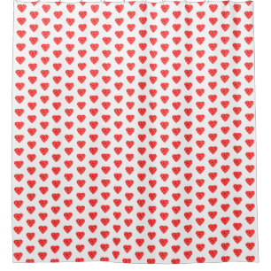 Red Heart Pattern Shower Curtain