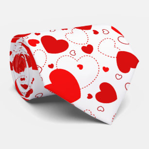 Red heart pattern tie