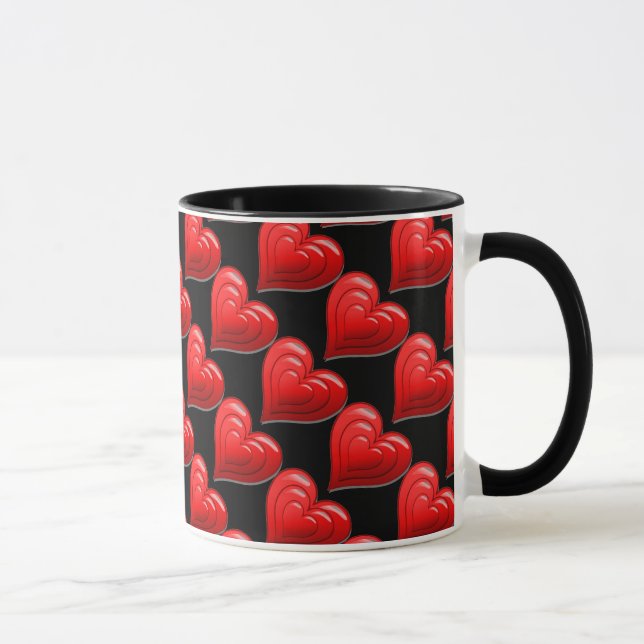 Red Heart  Pattern Valentine's  DayCoffee Mug (Right)