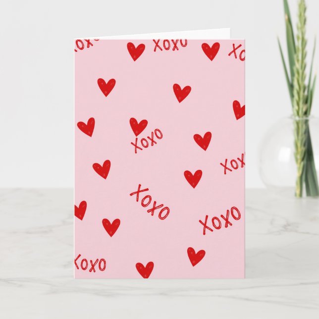 Red Heart Pattern Xoxo Card (Front)