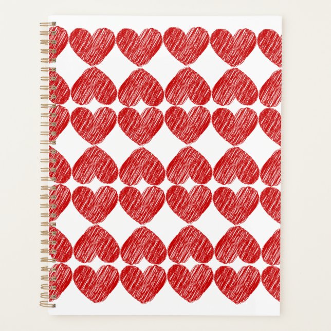Red Heart Patterned Planner (Front)