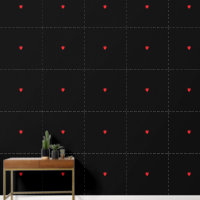 Red Heart Patterns Black Custom Colour Cute Lovely