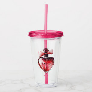 Red Heart Perfume Bottle Acrylic Tumbler