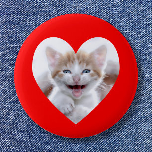 Red Heart Photo Template 1 Inch Round Button