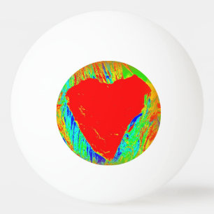 red heart ping pong ball