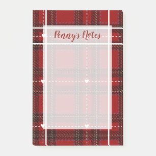 Red Heart Plaid Post-it Notes